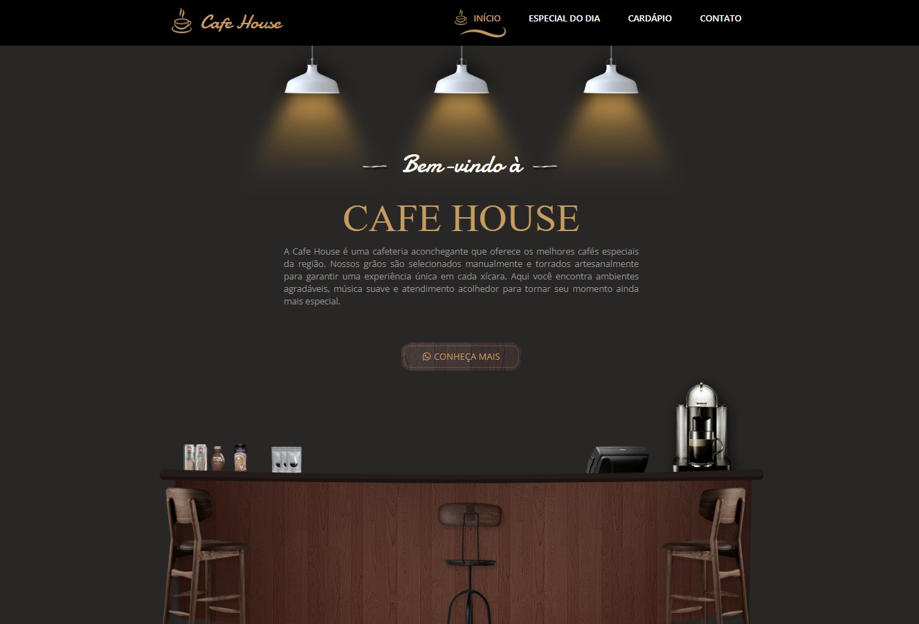 Preview do template para cafeteria