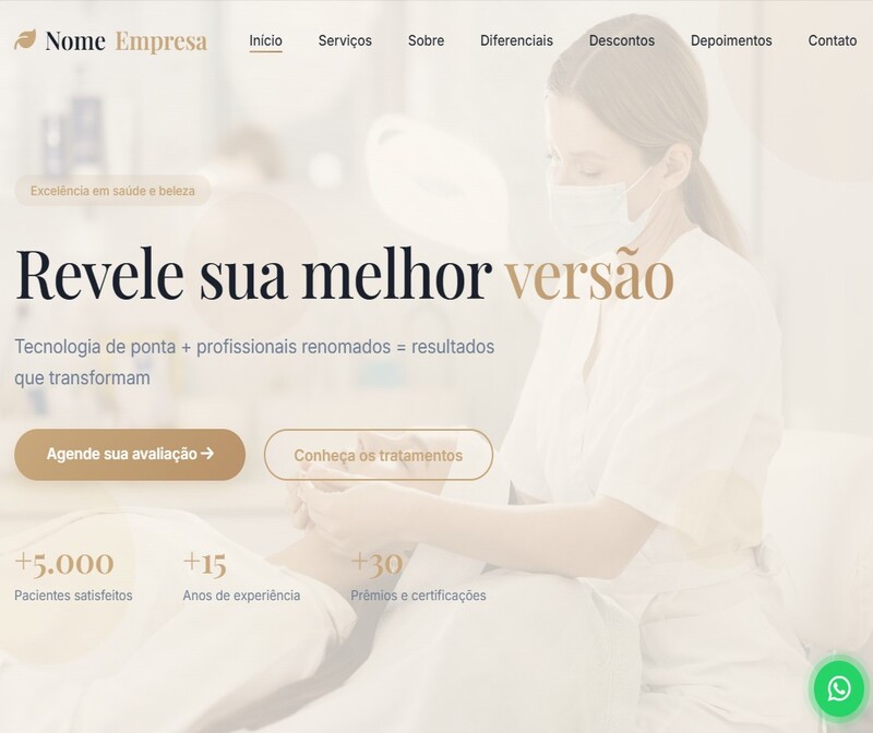 Preview do template para estética e odontologia